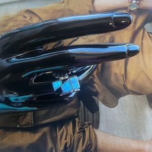What a beautiful combination inlay with Onyx and earrings & RING SIZE 8